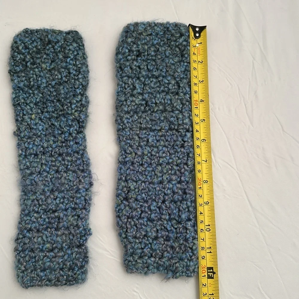 Hand crochet blue fingerless hand and arm warmers